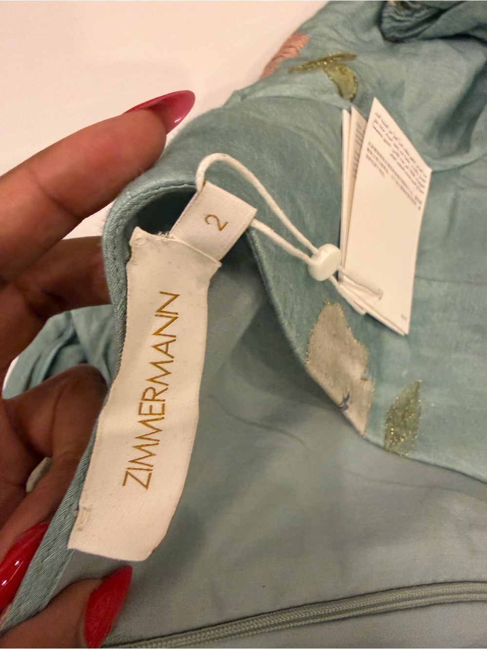 The Zimmermann Illuminate Drawn Mint Hibiscus Print Midi Dress - Picture 5 of 8